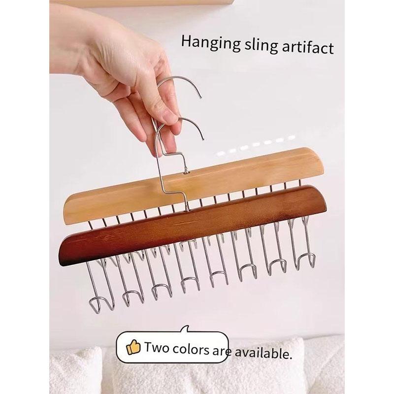 Multifunctional Vintage Wooden Hanger Wardrobe, Hat, Tie, Belt, Underwear and Bag Storage Hook Home Dormitory Seamle Wave Hanger