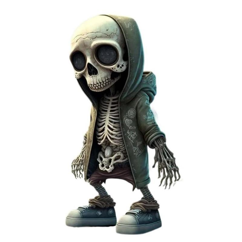 Skeleton Statue, Horror Movie Garden Dwarf, Halloween Skeleton Statue Decoration Set Cute Skeleton Resin Interior Decoration