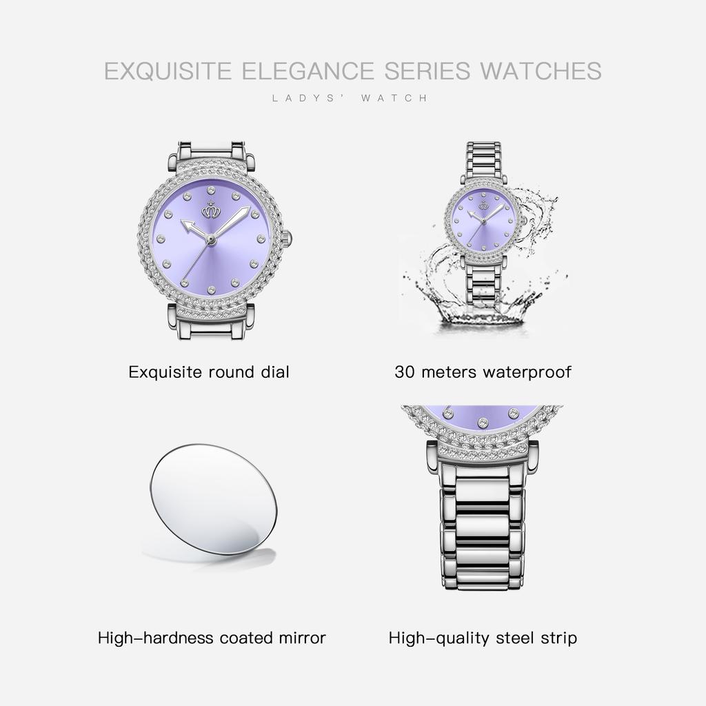 Fatelove 927 Original Quartz Watches for Women Fashion Steel Strap Luminous Waterproof Diamond Bezel Elegant Ladies Wristwatches