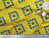 Soimoi Yellow Japan Crepe Satin Fabric Diamond Geometric Printed Craft Fabric by the Metre 42 Inch