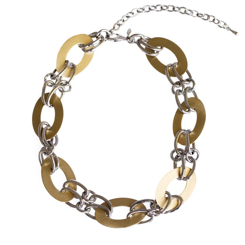 European & American Retro Circle Chain Necklace: Bold, Exaggerated Hip-Hop Style, Thick Design Can Also Be Worn As a Bracelet.