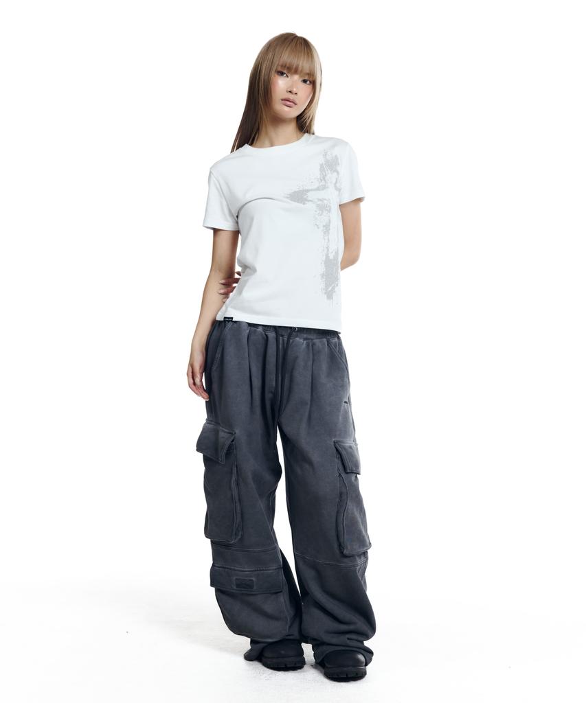 AAKAM Splatter Painted Cros2 Half Top (White)