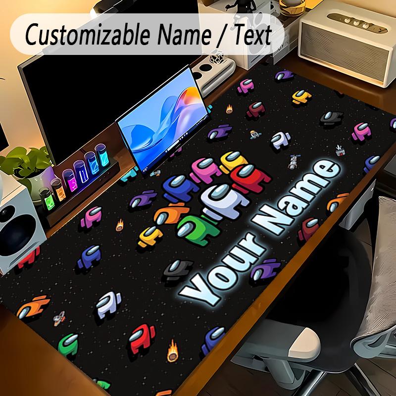 Großes MauspaddAmong Us Benutzerdefinierter Name Text Personalisierte Schreibtischunterlage Rutschfestes Gaming-Pad