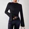 Fall Winter Fashion Solid Slim Fit Wide Leg Long Sleeve T-Shirt Top