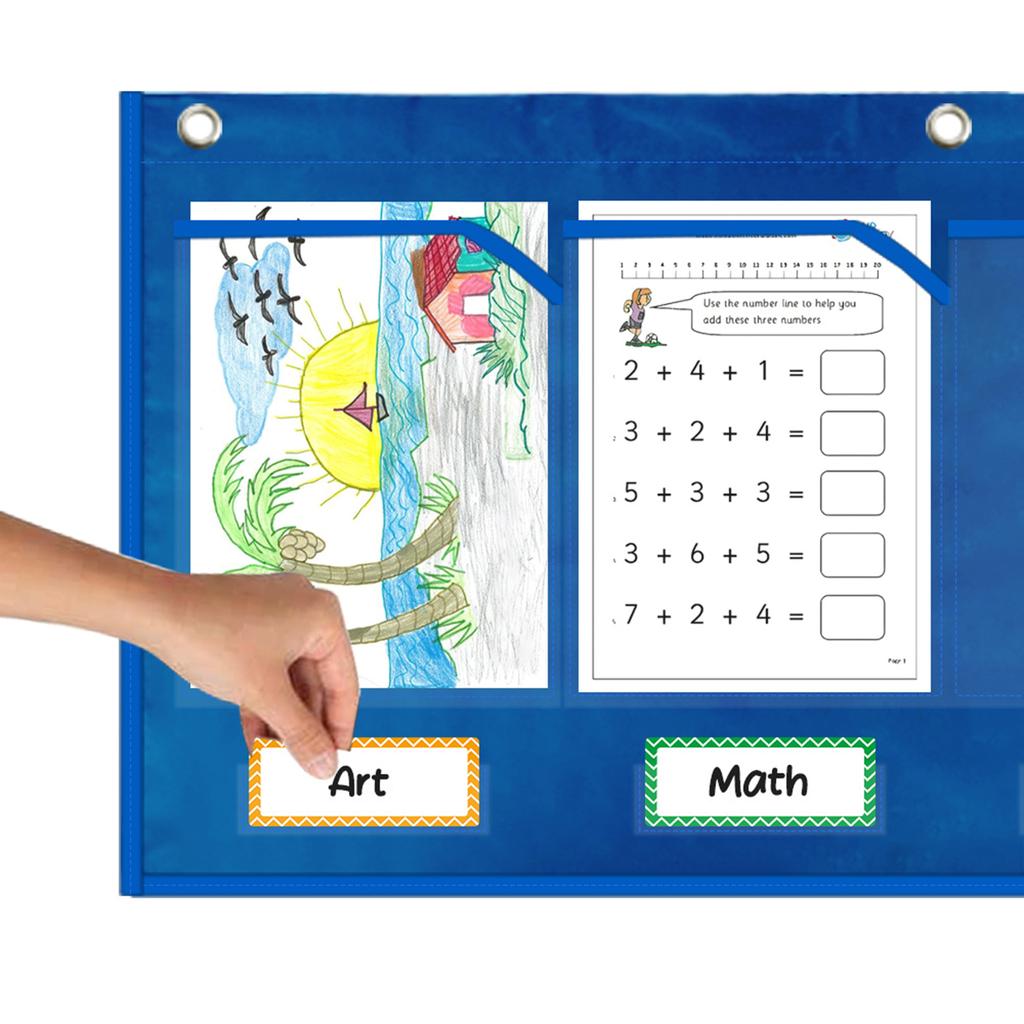 Storage Pocket Chart, Wall Storage Pocket Chart for Children Drawings,