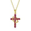 Delicate Rotatable Crown Zircon Cross Pendant Necklace for Women Stainless Steel Chain Birthstone Necklace Jewelry Birthday Gift