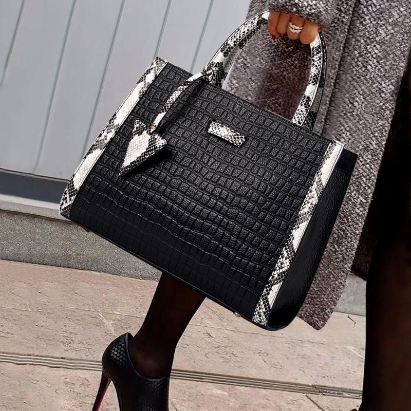 

Aidrani Fashion Crocodile Embossed Cowhide Women s Handbag Large Capacity Black Casual Versatile One Shoulder Crossbody Bag