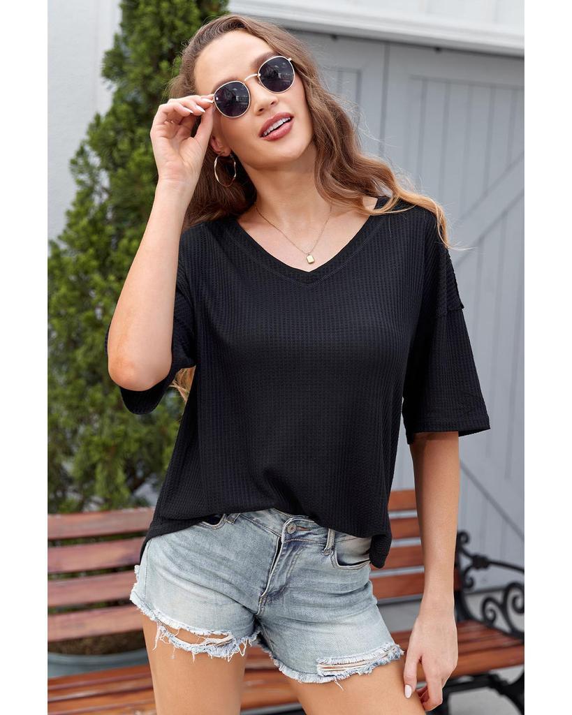 Azura Exchange Waffle Knit Loose Top