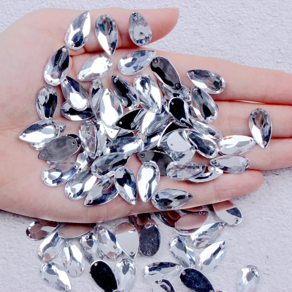 Sewn-On Loose Rhinestone Acrylic Beads for DIY Clothing Decorations 1000pcs 9x18mm 1000pcs