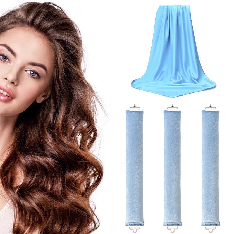 No-heat curling iron lazy sleep big wave belt 70cm silk scarf double hook type 3cm