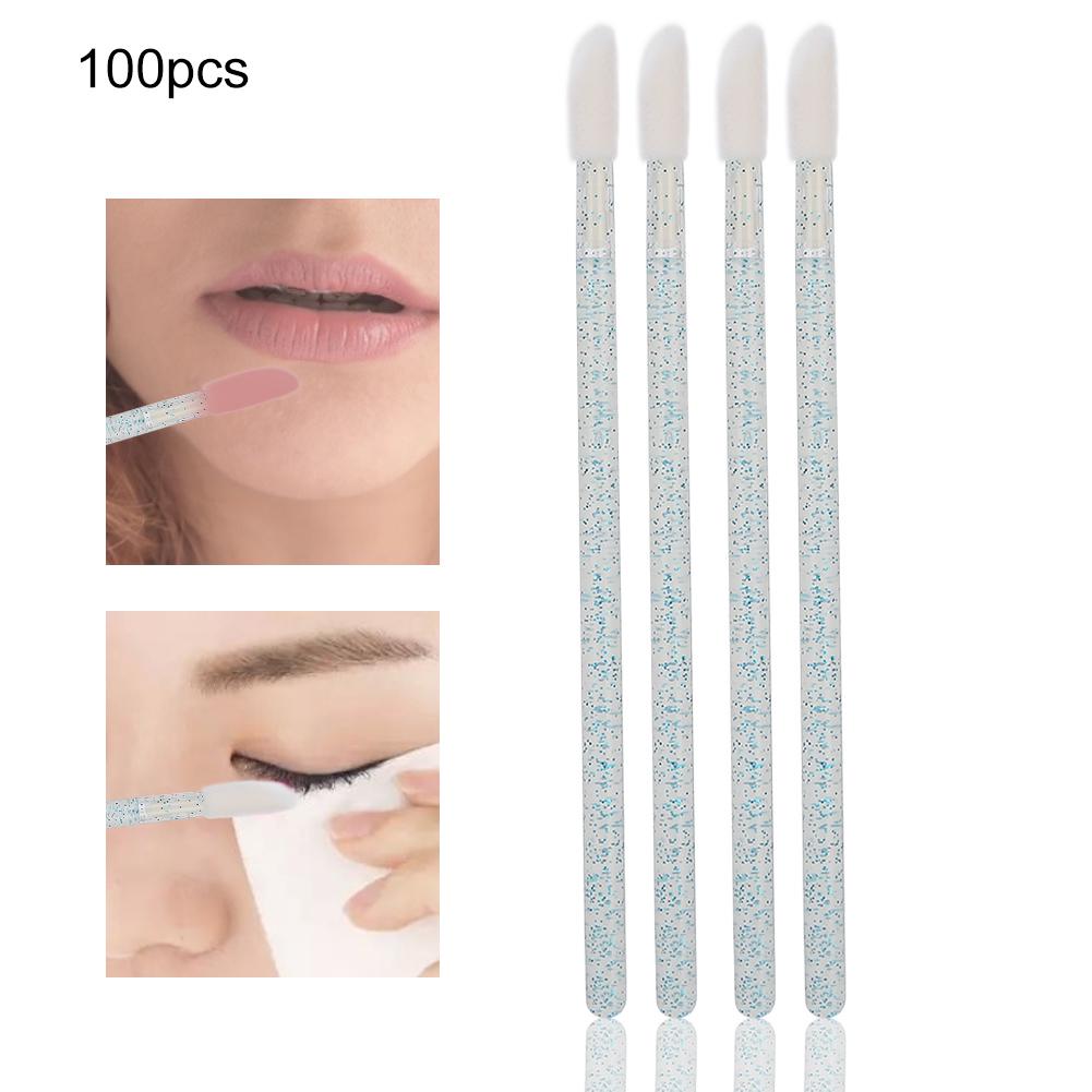 100pcs Disposable Lip Brush Eyelash Cleaning Cotton Swab Lash Mousse Brush Makeup Tool