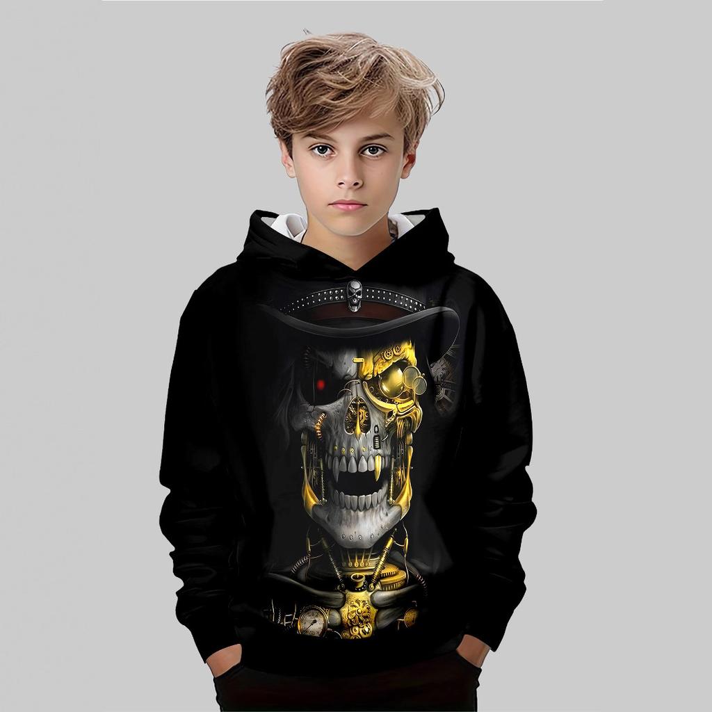 Cartoon Casual Top Fashion Print Sweatshirt Loose Fit Hoodies Sweatshirts Boys
