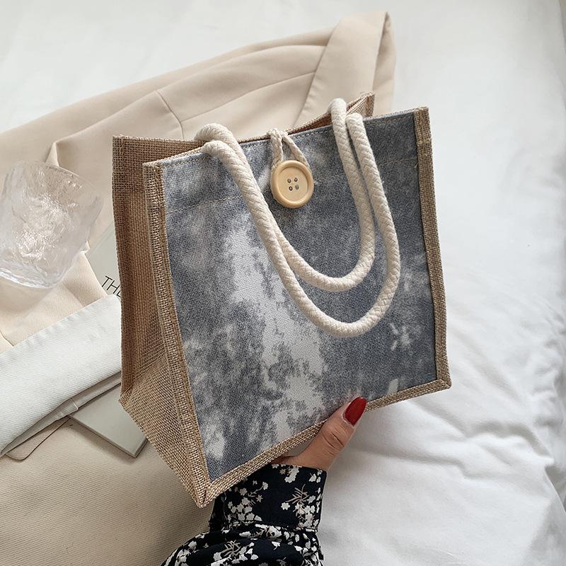 Ins Korean Version of Tote Bag Linen Bag Women Fashionable Lunch Box Lunch Bag Japanese Girl Hand Carrying Small Shoulder Bag