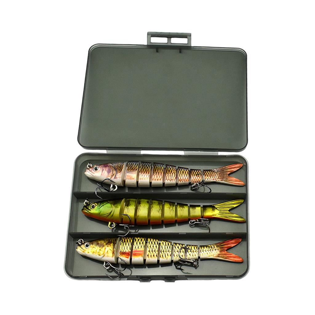 14cm 8-Joint 3-Pack Fishing Lures Set Durable ABS Hard Bait for Freshwater Predator Fishing