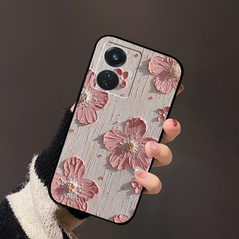 For Vivo T1 4G Case V2153 Covers TPU Black Silicone Landscape Cover for Vivo T1 44W Case VivoT1 Y55 4G Shockproof Soft Shells