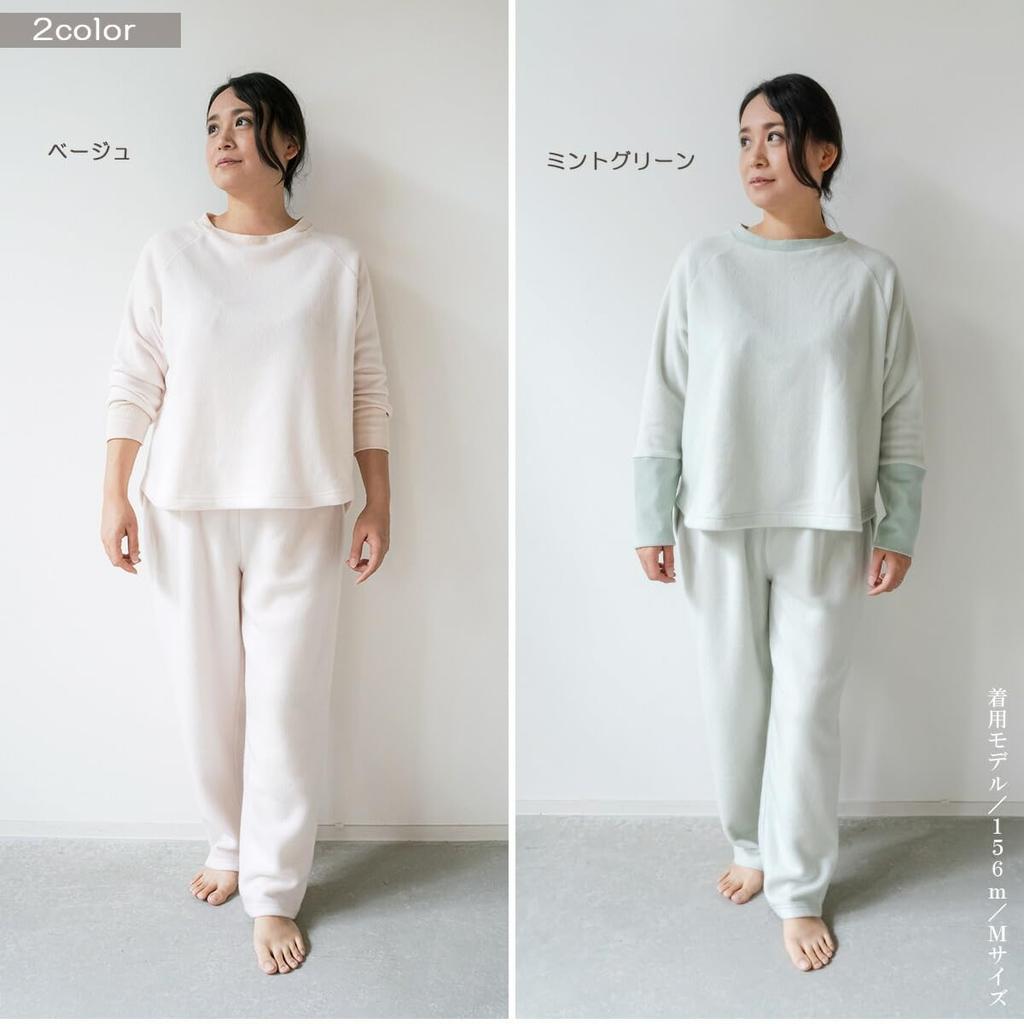 Moisturizing Lyocell Blend Fleece Raglan Pajamas [Wearable Cream] (Beige L)