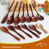 Camphor Wood Japanese Spoon Set: Long Handle, Solid Wood for Soup, Rice, Tea, and Seasoning.