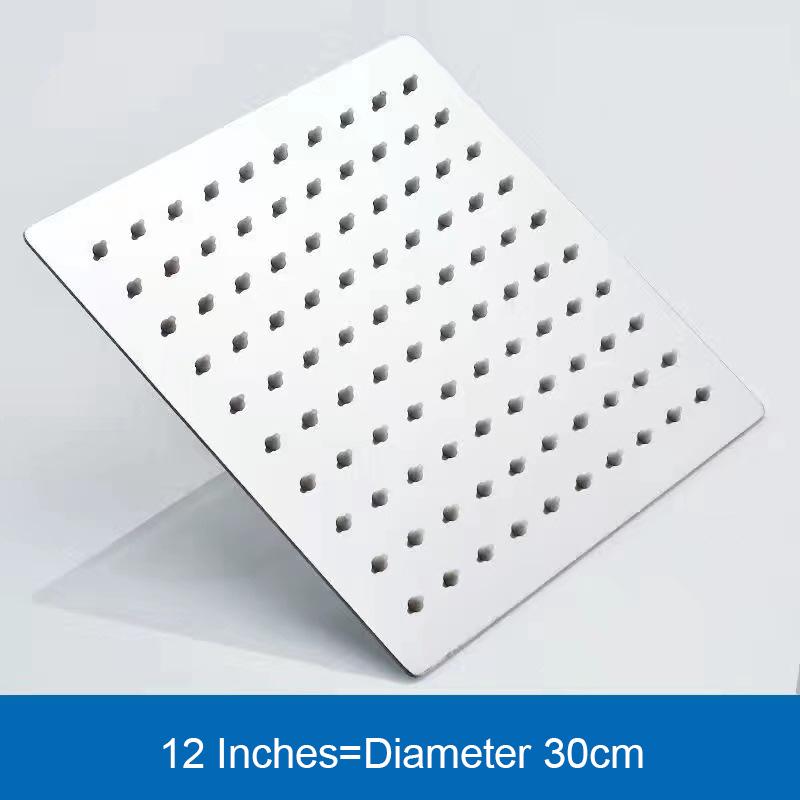 Pressurized Rain Shower Head Stainless Steel Square Round Large Water Outlet 4/6/8/10/12 Inch Options Available for Enhanced Bat