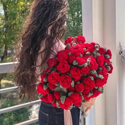 1 Stück Rosen-Decken-Bouquet mit Geschenktasche Gehäkelte Handgemachte Decke aus Rosen Geburtstag Valentinstag Geschenk für Freundin