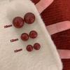 Steamed Bun Pearls: Autumn Wine Red Stud Earrings for Festive 2024 Celebrations