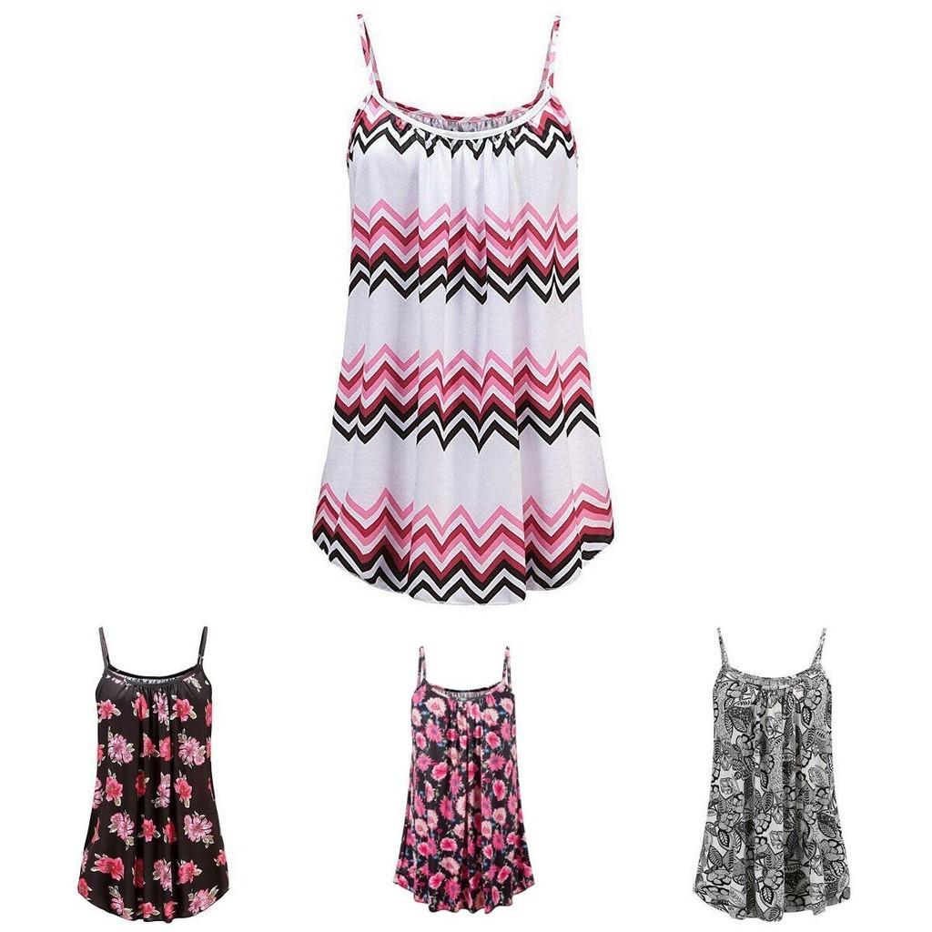 Elegant Women's Summer Strappy Tops Cami Dress In Floral Print For Beach Outings