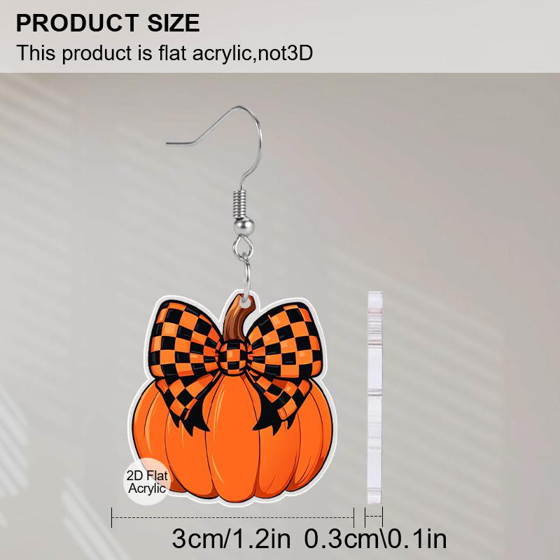 2D Flat Fall Thanksgiving Earrings Bow Pumpkin Dangle Earrings Women's Holiday Charm Jewelry