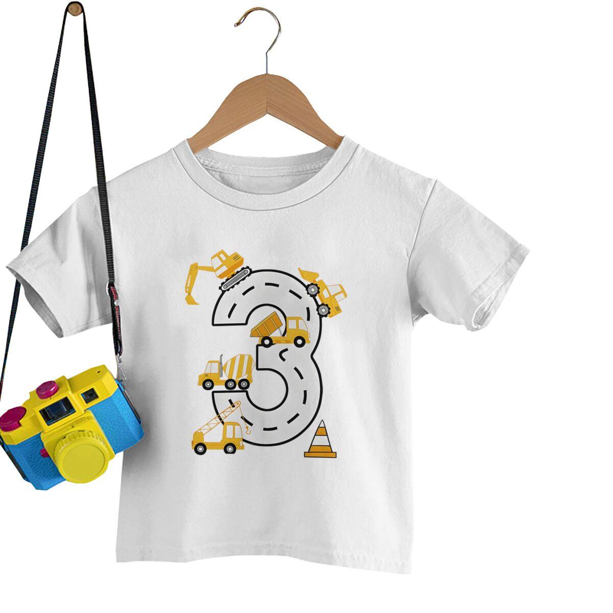 Kids 3rd Birthday Gift TShirt 3rd Birthday Construction Truck Graphic T Shirts Boy 3rd Birthday Top 3 Year Old Construction Tee 130
