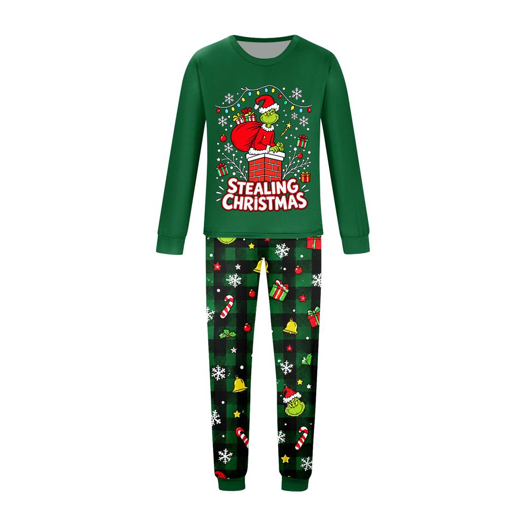Parent-Child Matching Christmas Print Loungewear Set, Family Holiday Home Outfit for Christmas