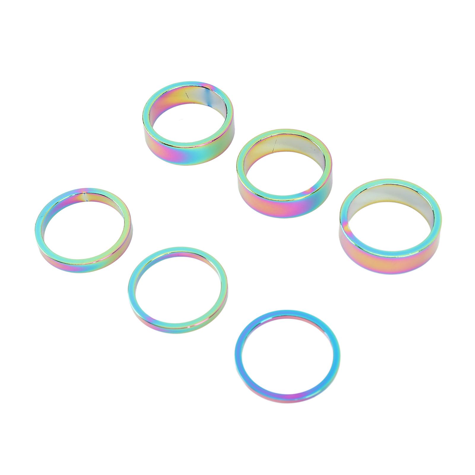 

X23510 6PCS Bike Headset Spacer 28.6mm 1.1in Mountain Bike Aluminium Alloy Front Fork Spacer Washer 10mm 5mm 3mm 2mm