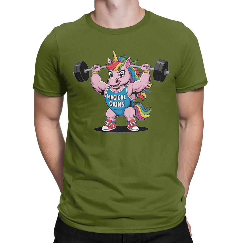 Pumped Unicorn Lifting Weights Cotton TShirt For Men Summer  Vintage TShirts ONeck Leisure Tees Oversized Hot Sale Tops