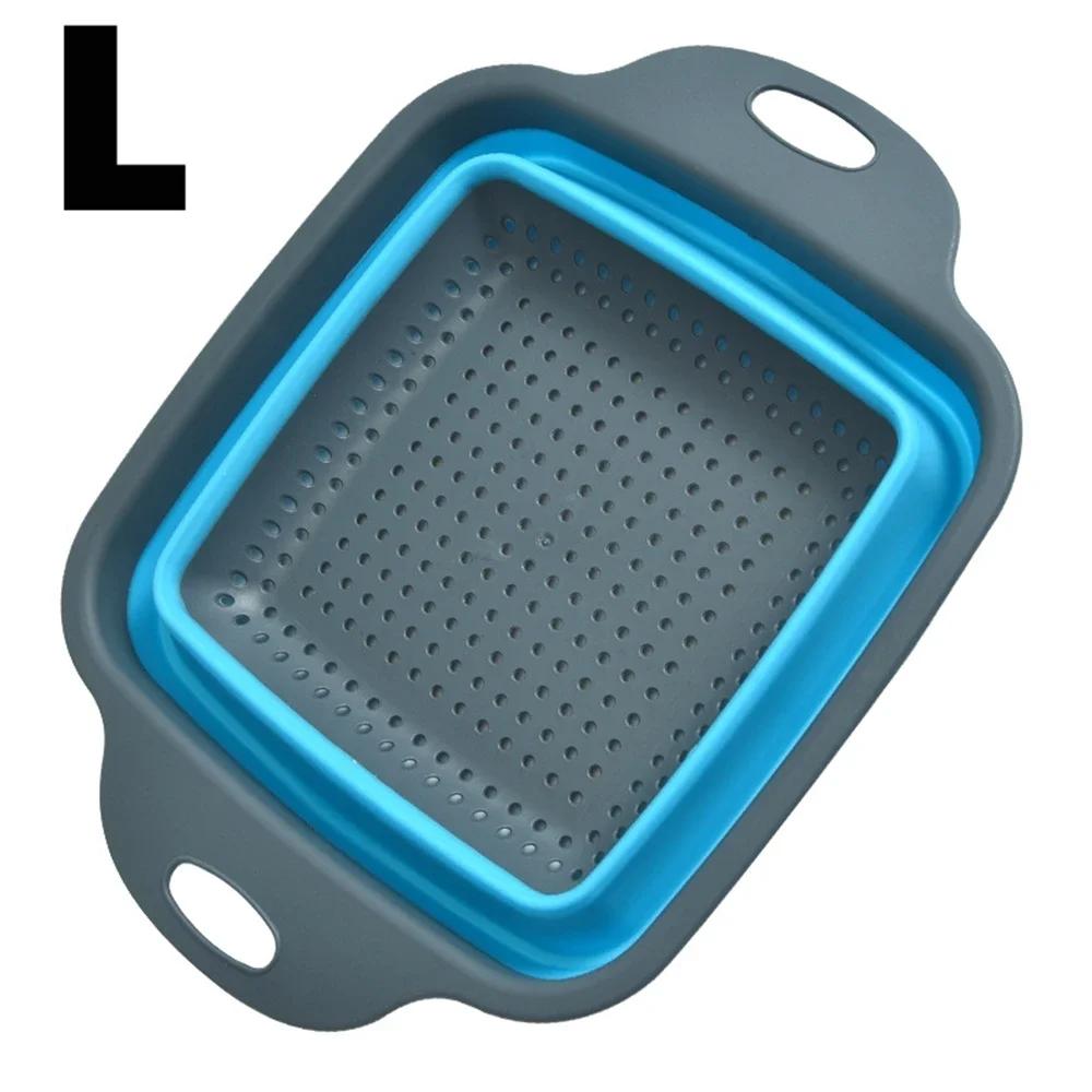 Silicone Folding Drain Basket Collapsible Drainer Fruit Vegetable Washing Basket Foldable Strainer Colander Fruit Cleaning Basin