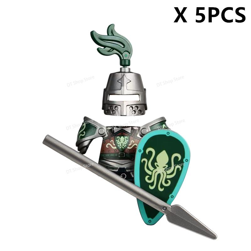 Medieval Ancient Castle Green Dragon Raven Knights Armour Assemble Scene Building Block Figures Children's Bricks DIY Toys Gifts