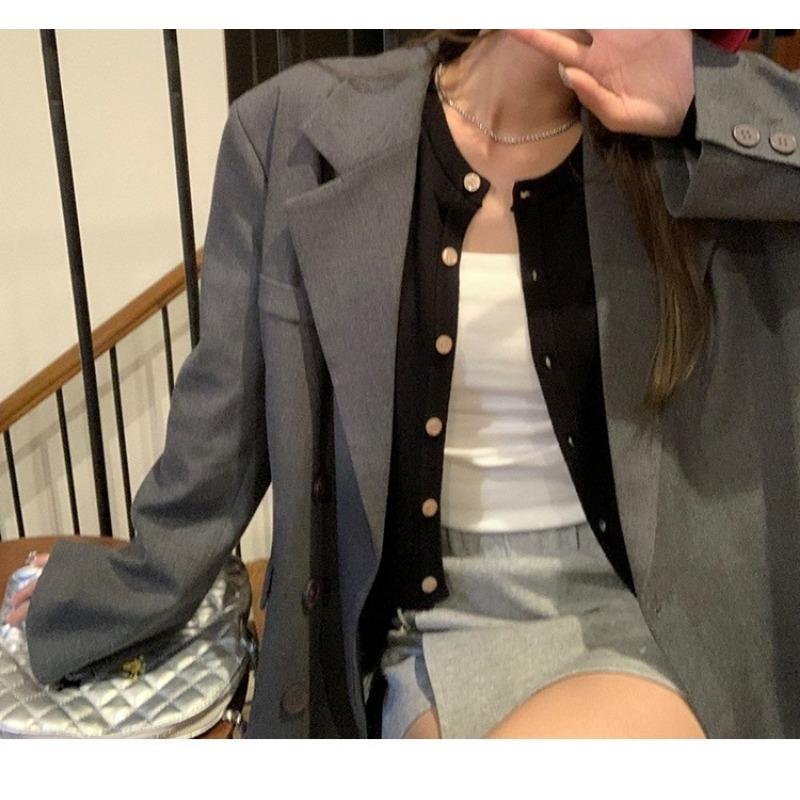 Women's Autumn and Winter Round Neck Button Solid Colour Knitted Cardigan Sweater