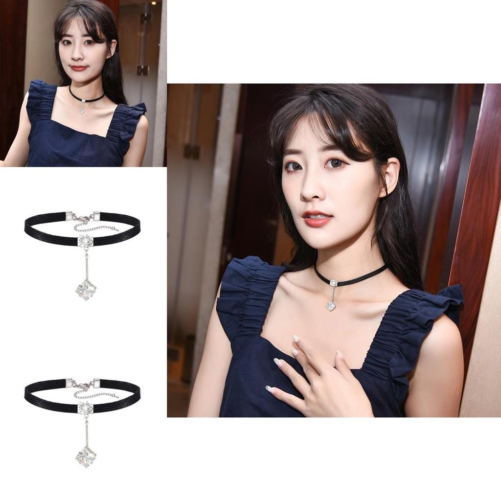Elegant Korean Style Short Choker Neck Chain With Premium Square Zirconia Elements