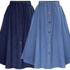 A-Shaped High Waist Mid-Length Jean Skirt Women Loose And Slim Casual Half-Length Skirt