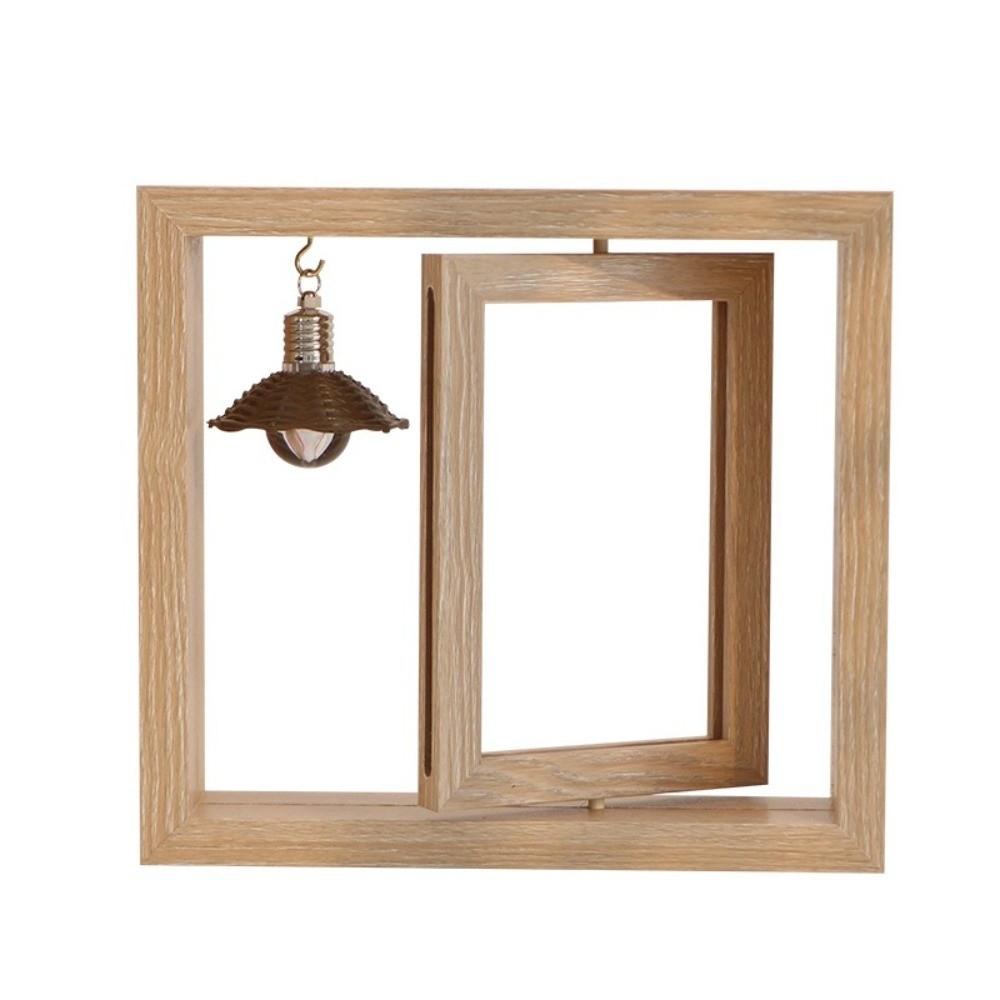 Novel Double-Sided Wooden Picture Frame Square Creative Commemorative Photo Frame Rotate Hollow Decorative Frame Decoration