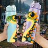 1PC Tall Green Dinosaur Cartoon 750ml Color Plastic Sports Water Bottle Leakproof Flip Straw Lid Suitable for Sports Office Home Use