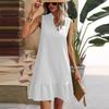 Women Summer Loose Sleeveless V-Neck A-Line Dress High Waist Solid Color Vest Casual Dress S-XL Spring Fashion