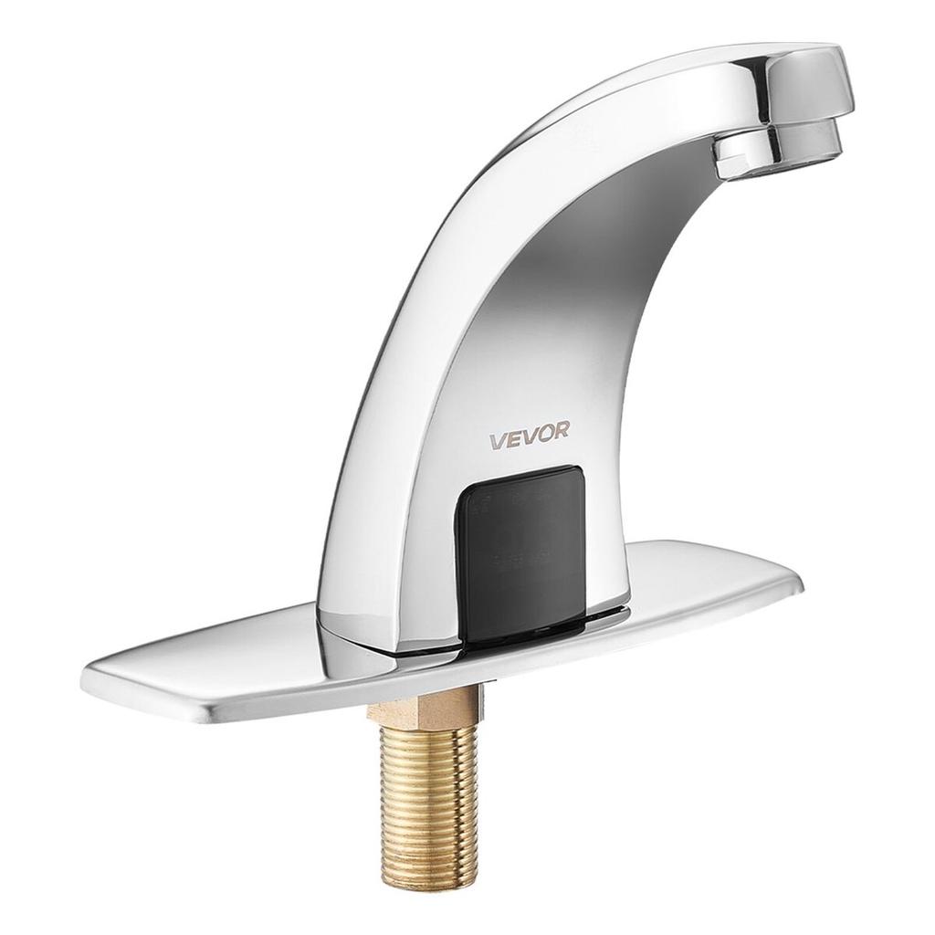 Touchless Bathroom Sink Faucet, Automatic Motion Sensor Restroom Toilet Faucet with Hole Cover Plate, Battery Operated,Hot/Cold Water for 9.5 mm Pipe