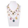 Literary retro light luxury high-end design sense alloy resin color matching ethnic style pendant multi-layer necklace