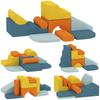 Set Morbido Gioco da 9 Pezzi, Blocchi Morbidi in Schiuma per Bambini con Copertura Rimovibile per Arrampicarsi e Strisciare