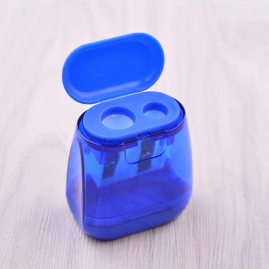 12Pcs Dual Hole Pencil Sharpeners Cute Design Carbon Steel Blades Splash-Proof Lid