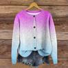 Women's Vintage Knit Button Gradient Print Cardigan Jacket