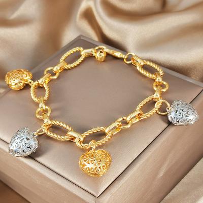 Luxurious Two-tone Peach Heart Best Gift Bracelet for Women Elegant, Minimalist, High-end, Light Luxury
