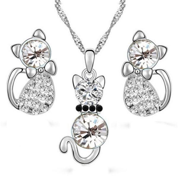 Souvenir Zircon Necklace Necklace Decoration Lady Golden Green Cat