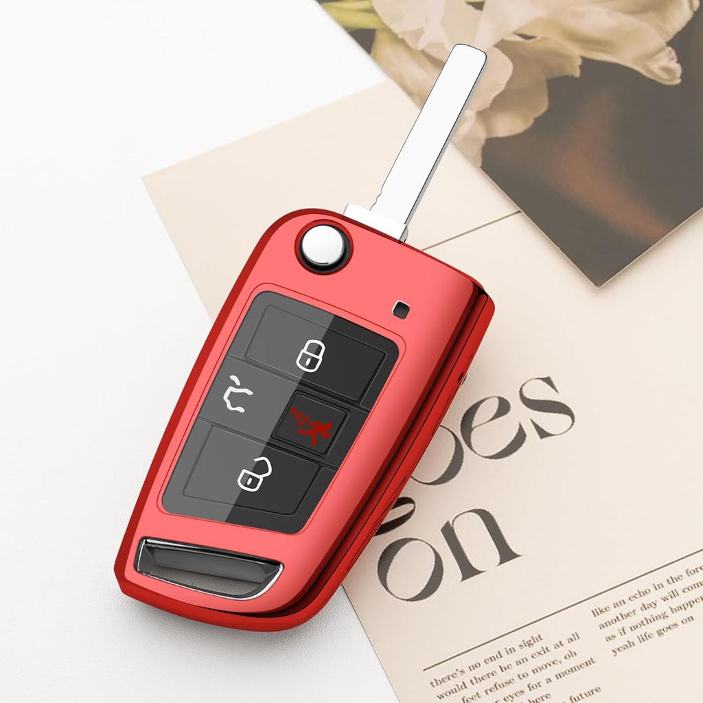 Car Key Fob Cover Compatible with Volkswagen VW GTI MK7.5 MK7 Flip Key Case Holder Protector Accessories    2018 2017 2016 2015