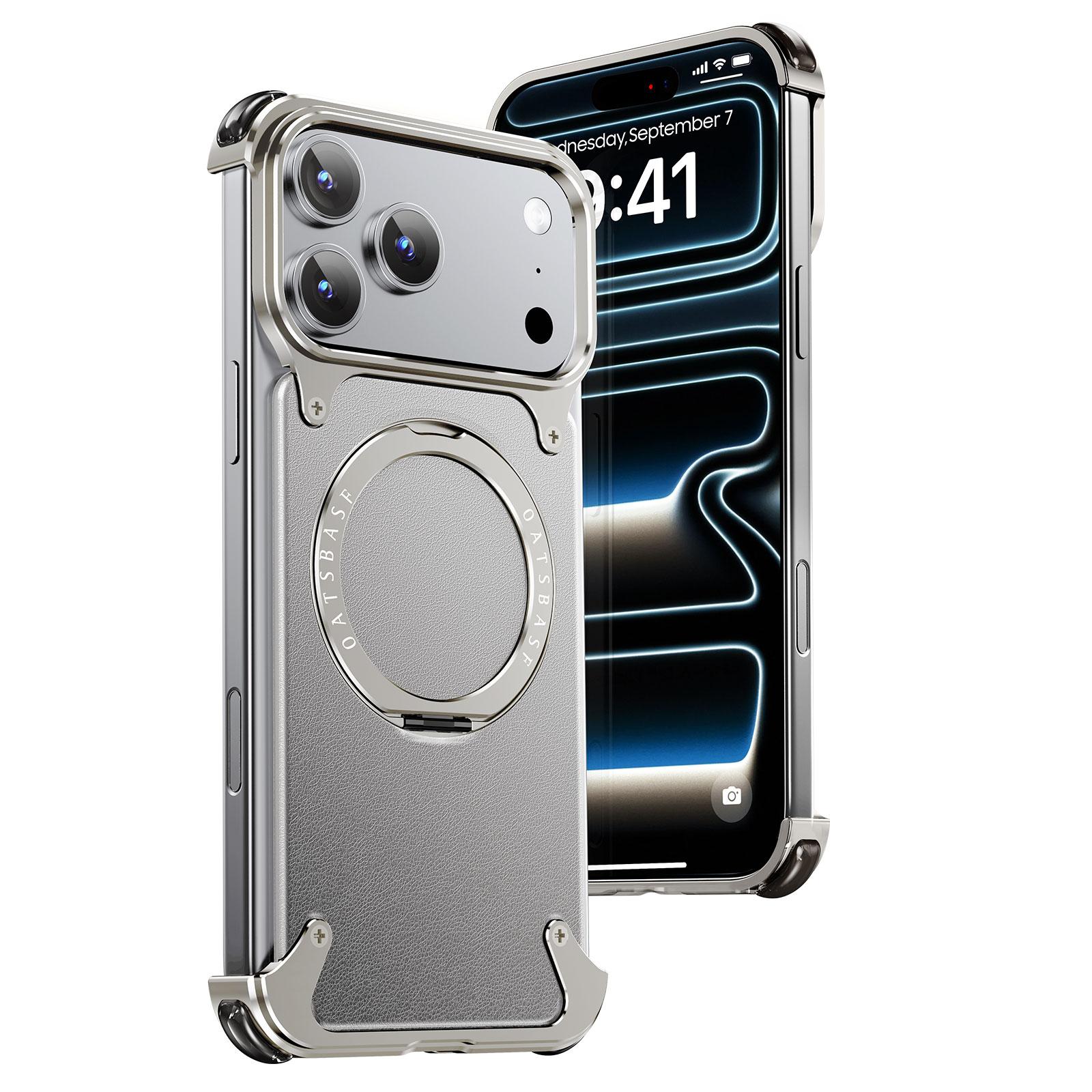 

Чехол для телефона из искусственной кожи для iPhone 17 Pro Max/Air, вращающаяся на 360° магнитная подставка, безрамный, утолщенный, противоударный, защитный от падений Genuine Leather&iPhone Air