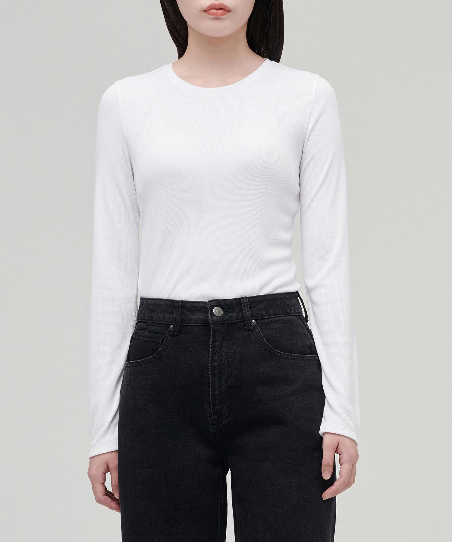 Musinsa Standard Woman Women S Ribbed Slim Fit Long Sleeve T-Shirt [White] White/S