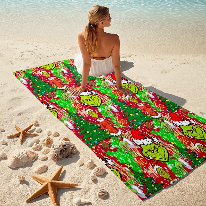 Christmas Gift Oscar Comedy Movie How the Grinch Stole Christmas soft beach towel outdoor camping vacation swinging beach scarf decorative blanket B22
