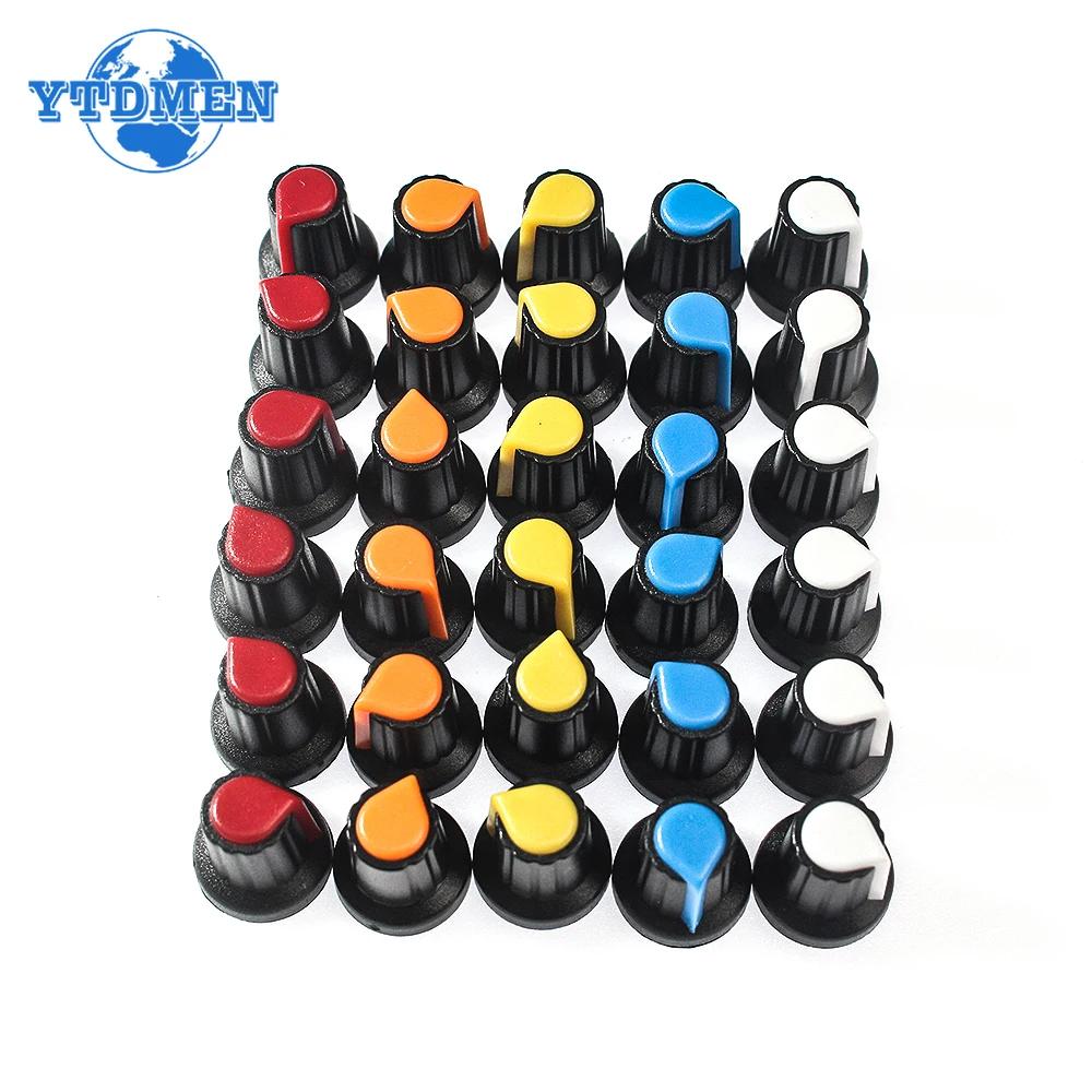 30 KS WH148 AG2 Knoflík potenciometru 15x17mm Otvor pro hřídel 6mm Knoflíky přepínače ovládání hlasitosti 5 hodnot*6 KS=30 KS